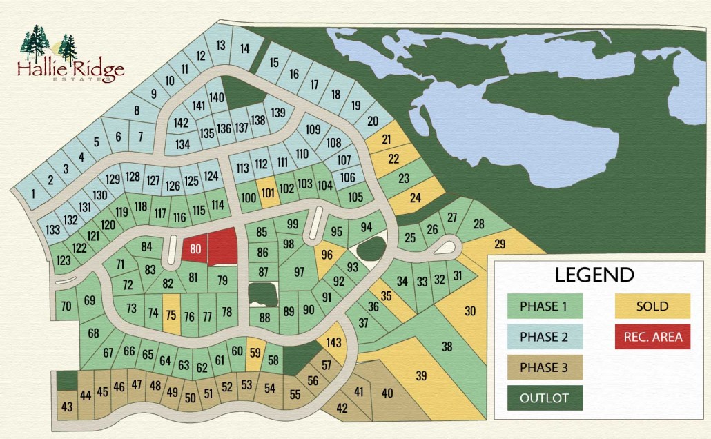 Neighborhood Map Lots For Sale in Private Community Hallie Ridge